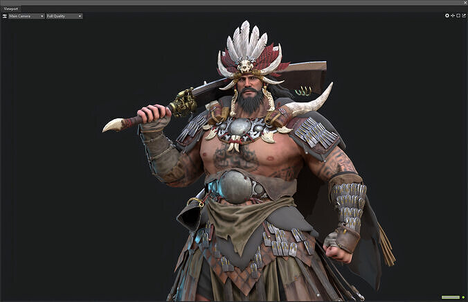 Barbarian warrior Low-poly 3D model