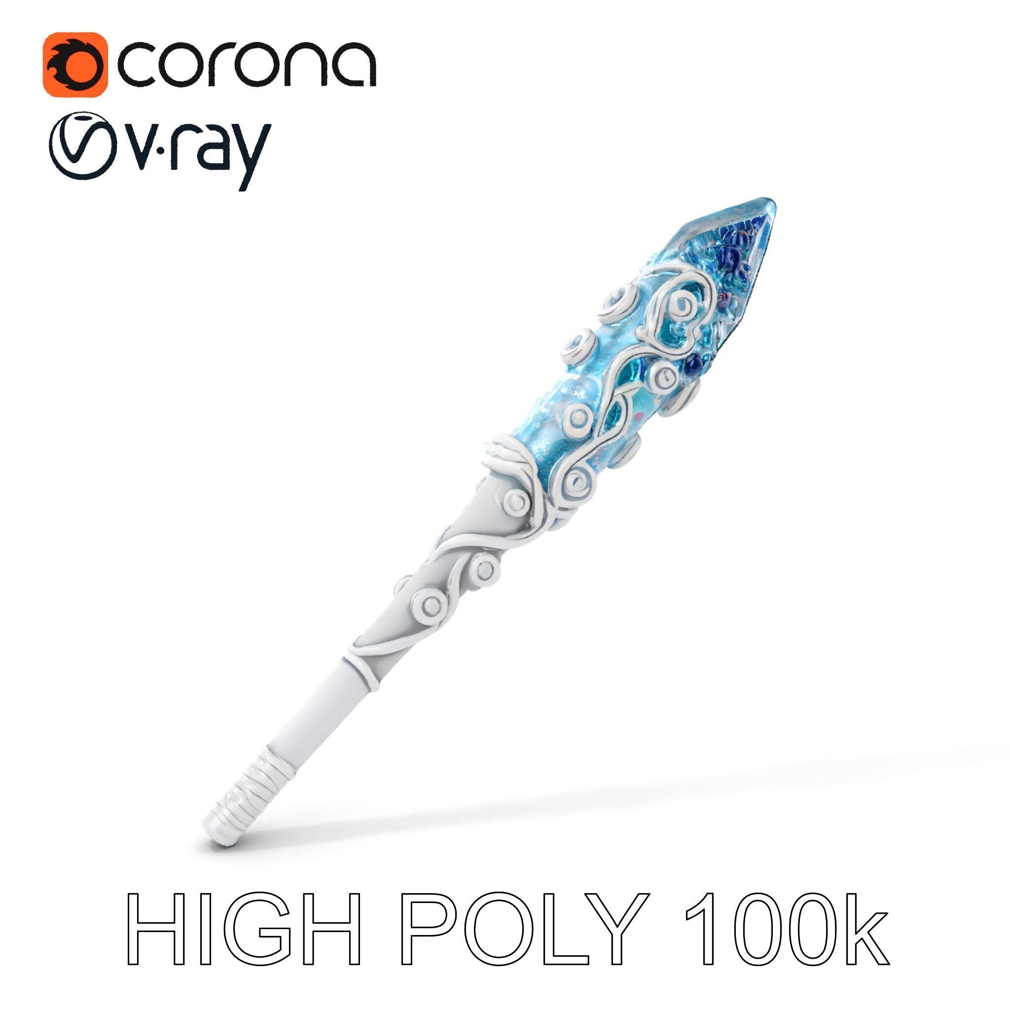 Enchanted Crystal Wand Model Pack Low-poly 3D model_22