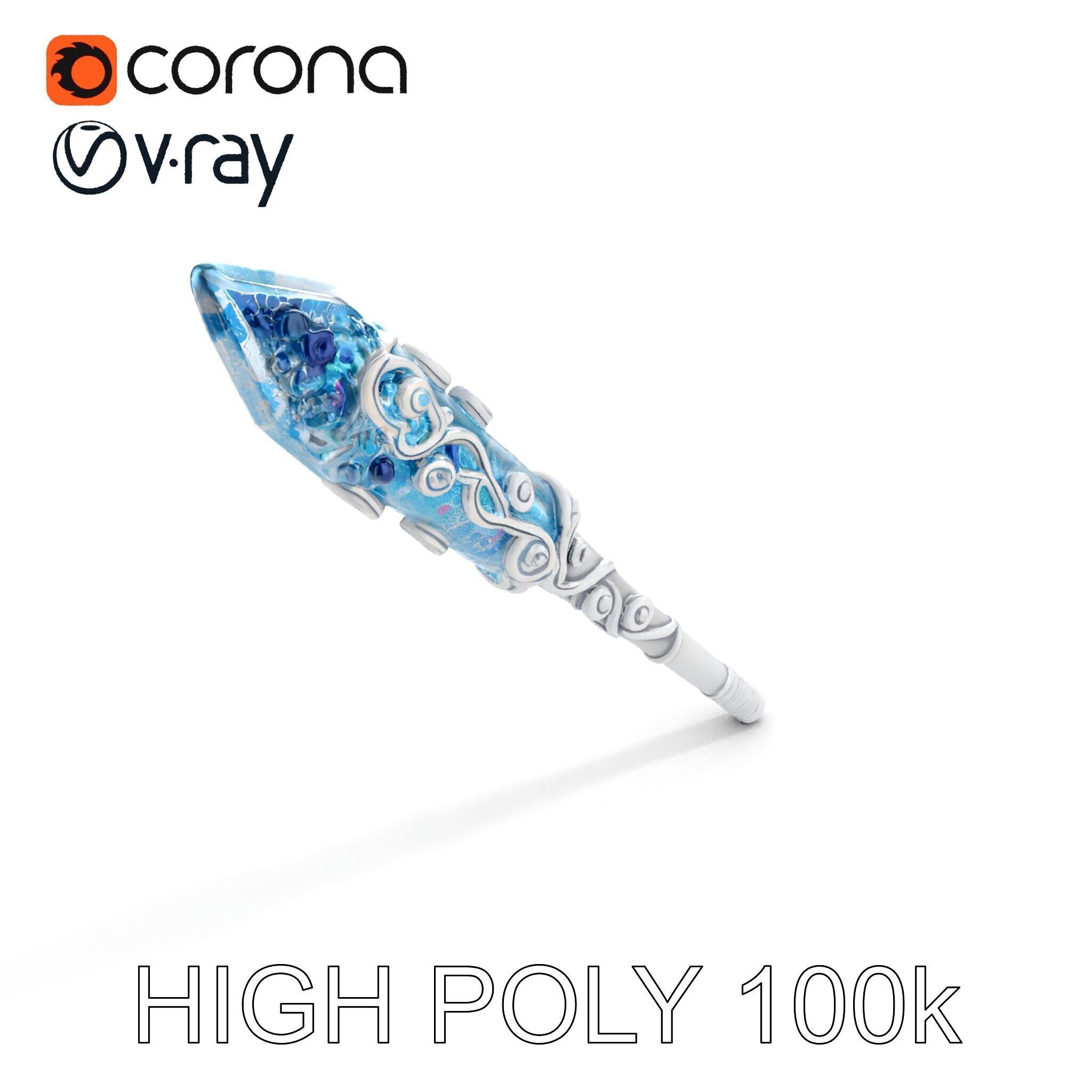 Enchanted Crystal Wand Model Pack Low-poly 3D model_12