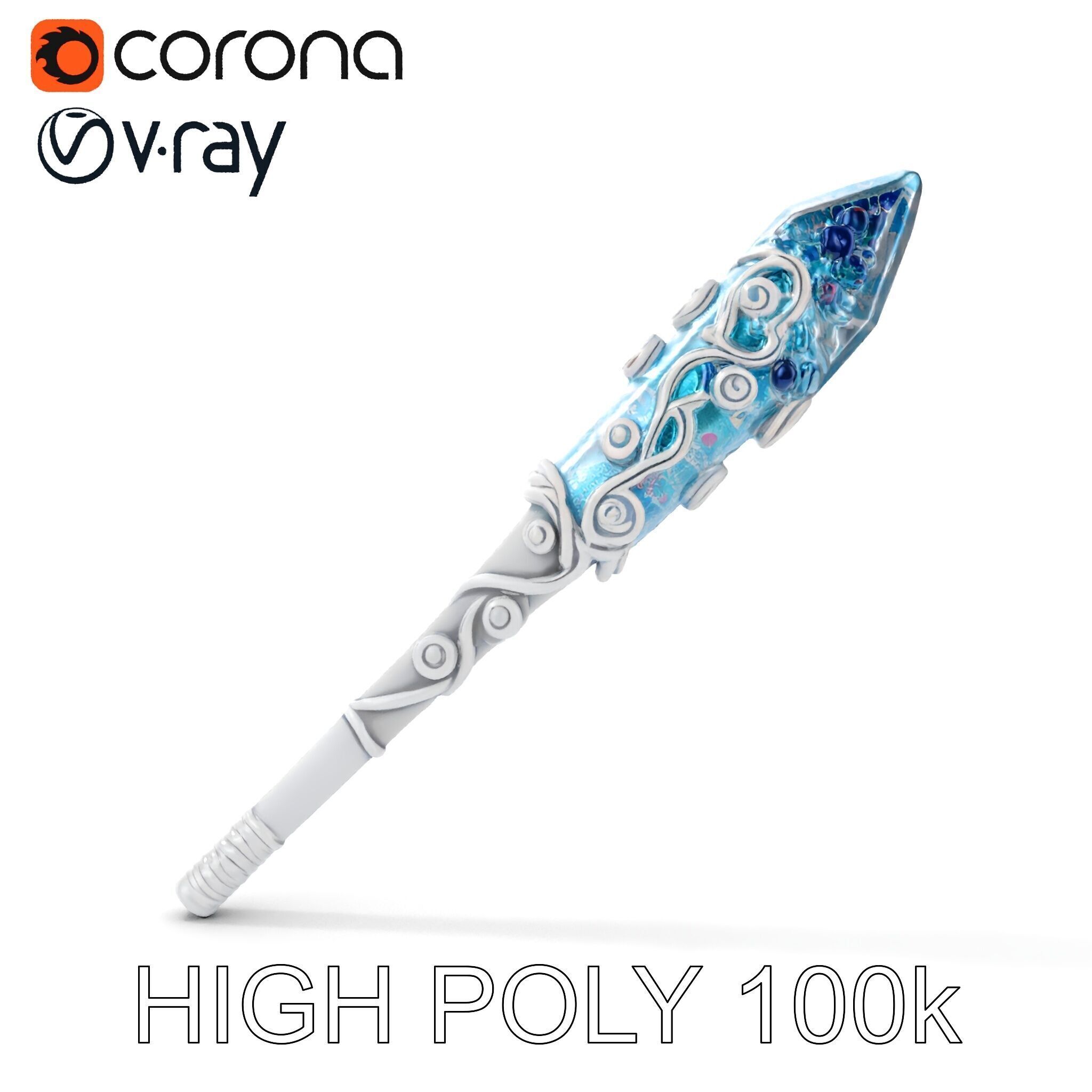 Enchanted Crystal Wand Model Pack Low-poly 3D model_9