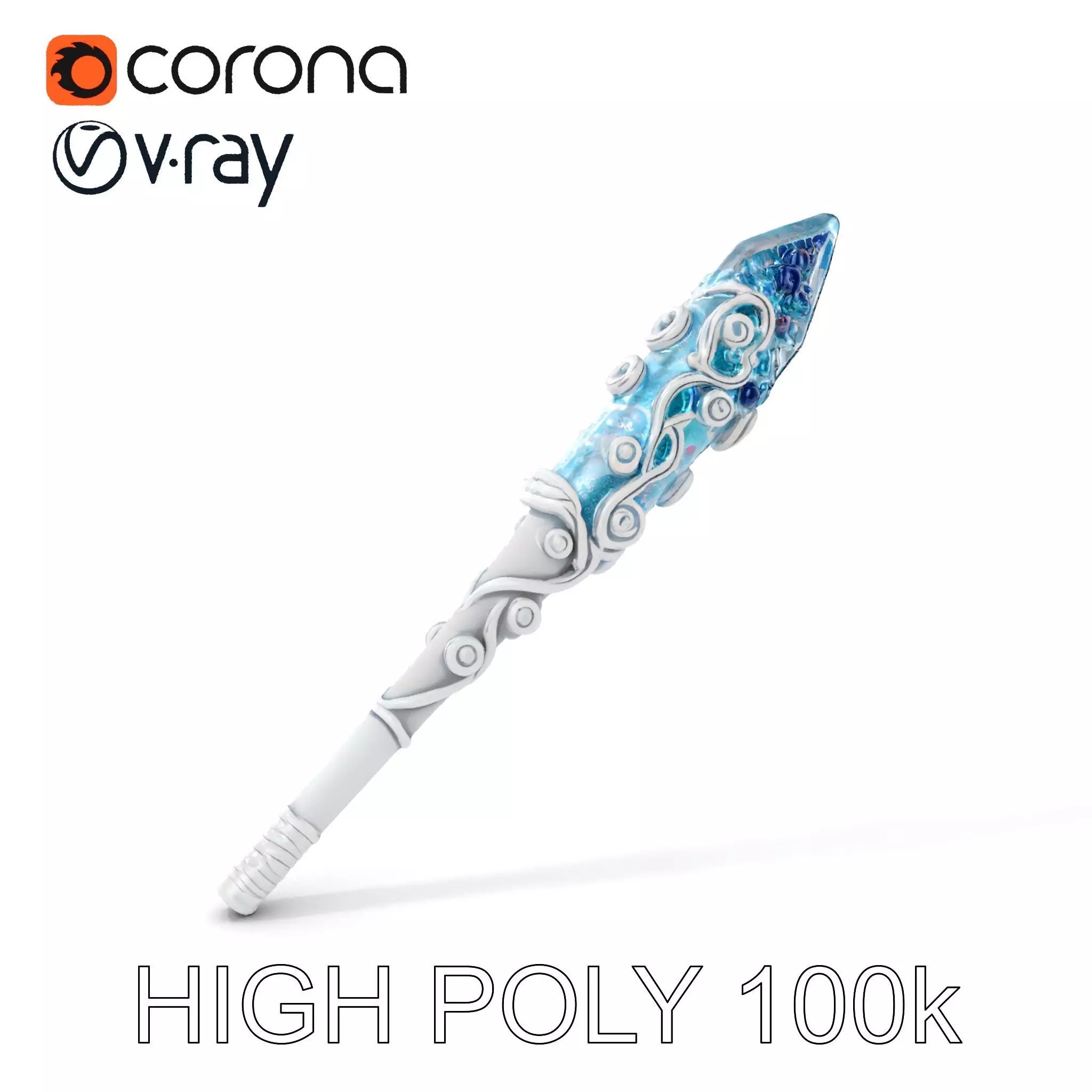 Enchanted Crystal Wand Model Pack Low-poly 3D model_0