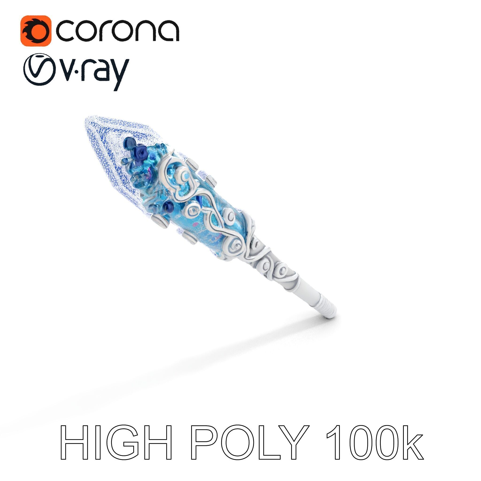 Enchanted Crystal Wand Model Pack Low-poly 3D model_11