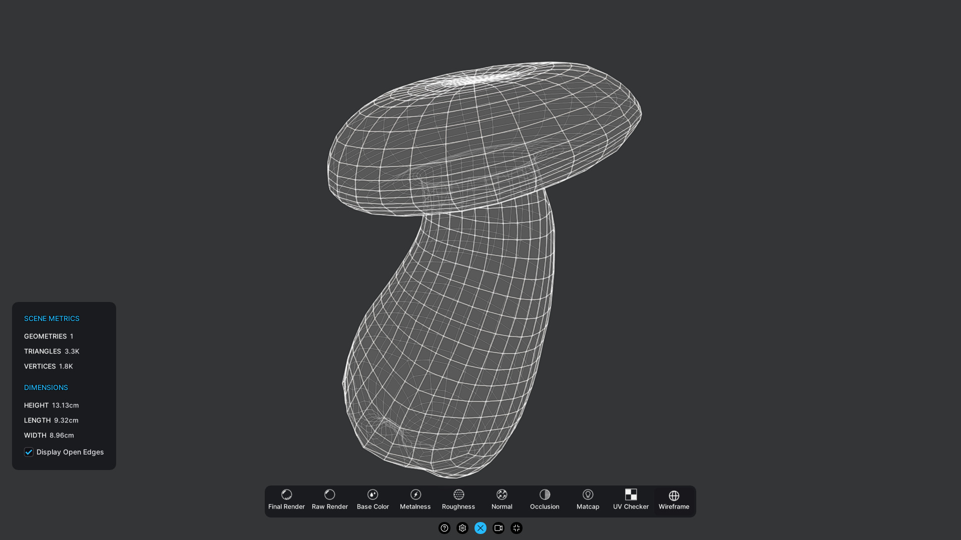 King Oyster Mushroom Low-poly 3D model_2