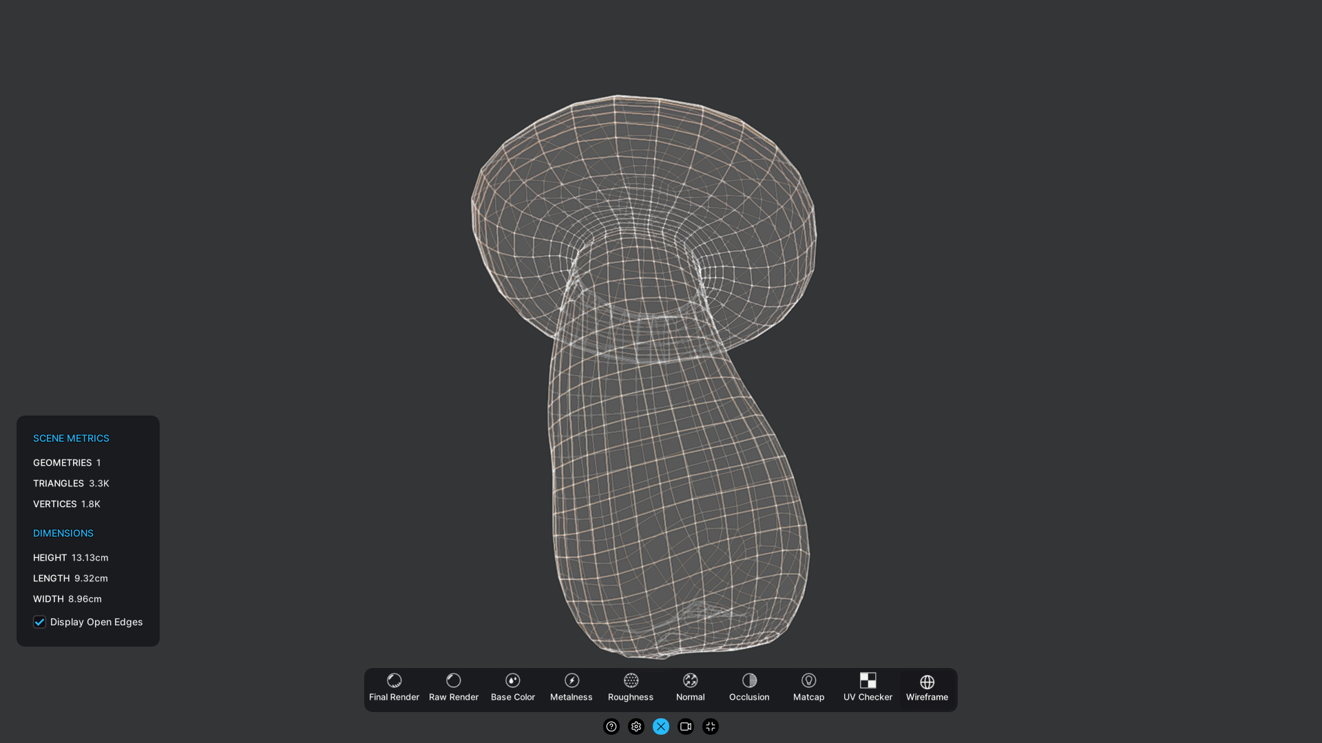 King Oyster Mushroom Low-poly 3D model_4