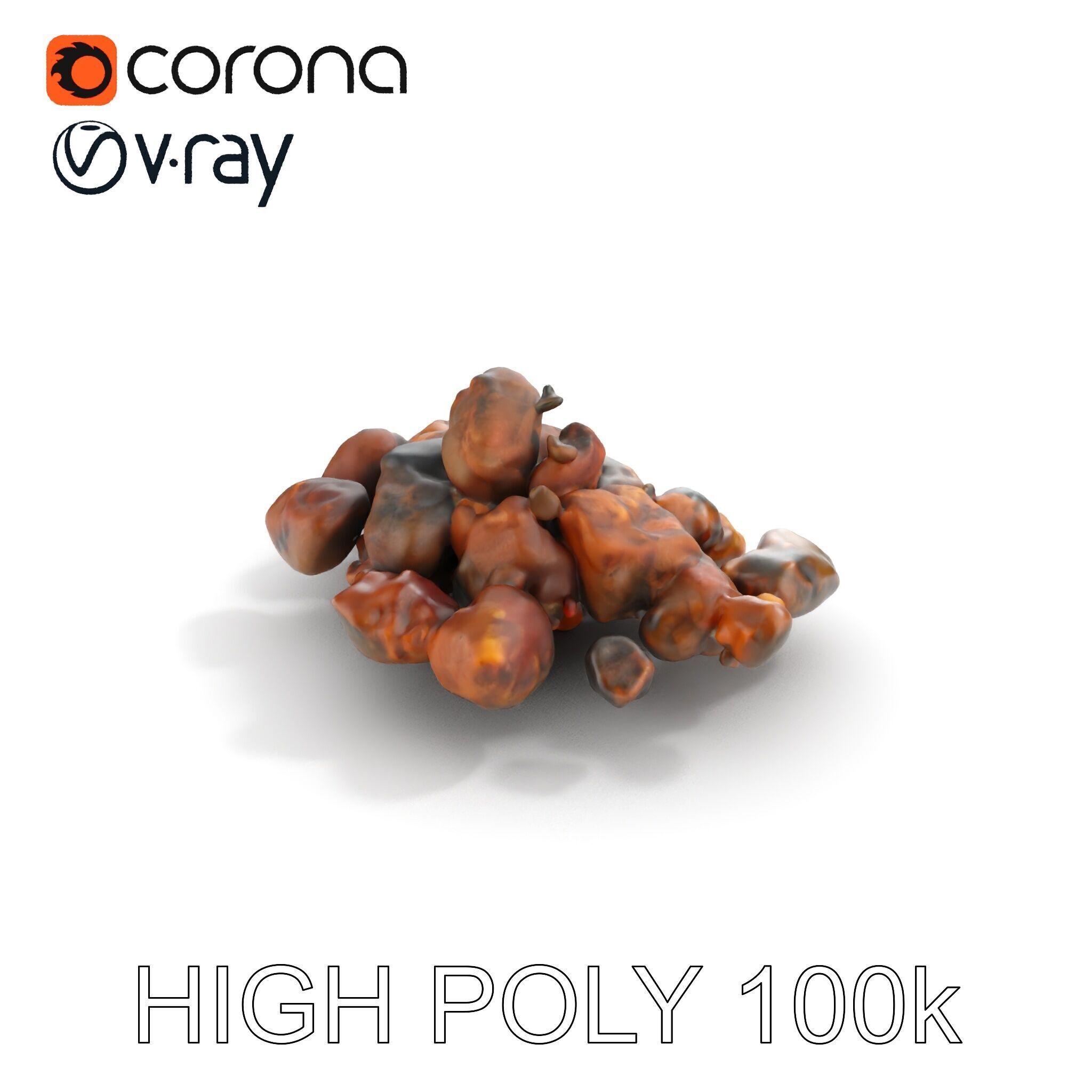 Dried Fruit Pile Model Pack for D Rendering Low-poly 3D model_12