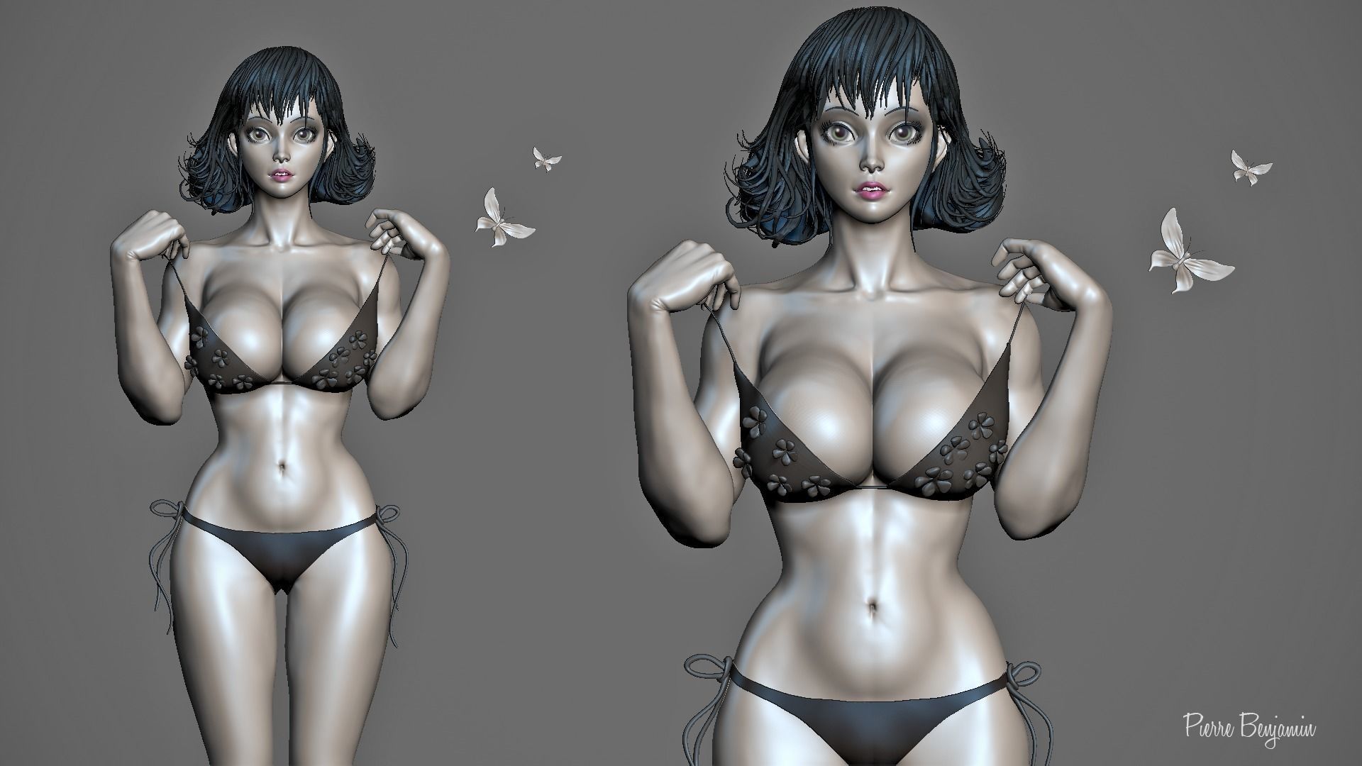 Asian Female body Mesh ZBrush Low-poly 3D model_0