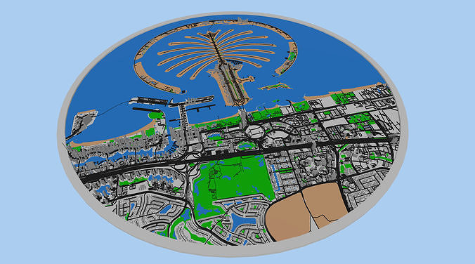 Palm Jumeirah Dubai United Arab Emirates 3D print model