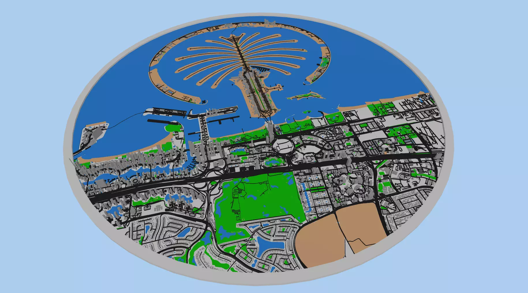 Palm Jumeirah Dubai United Arab Emirates 3D print model