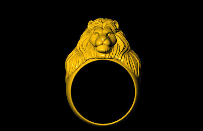 Lion Face Style Design 3D Ring 3D print model