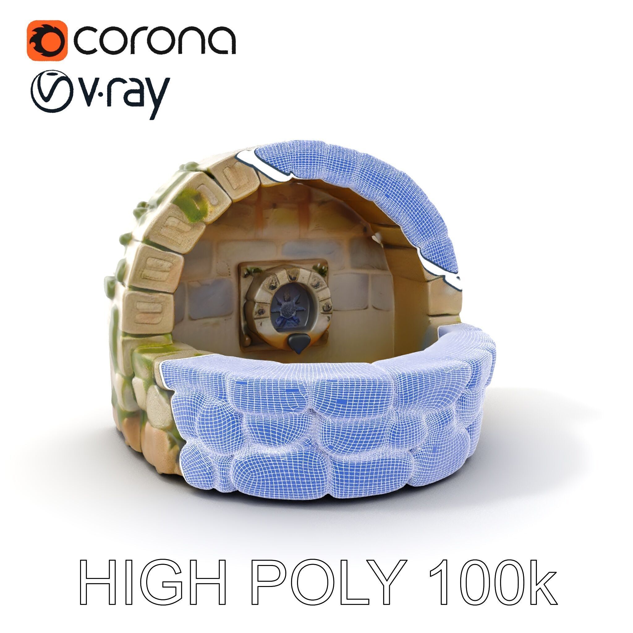 Archway Fountain Stone Model Pack Low-poly 3D model_4