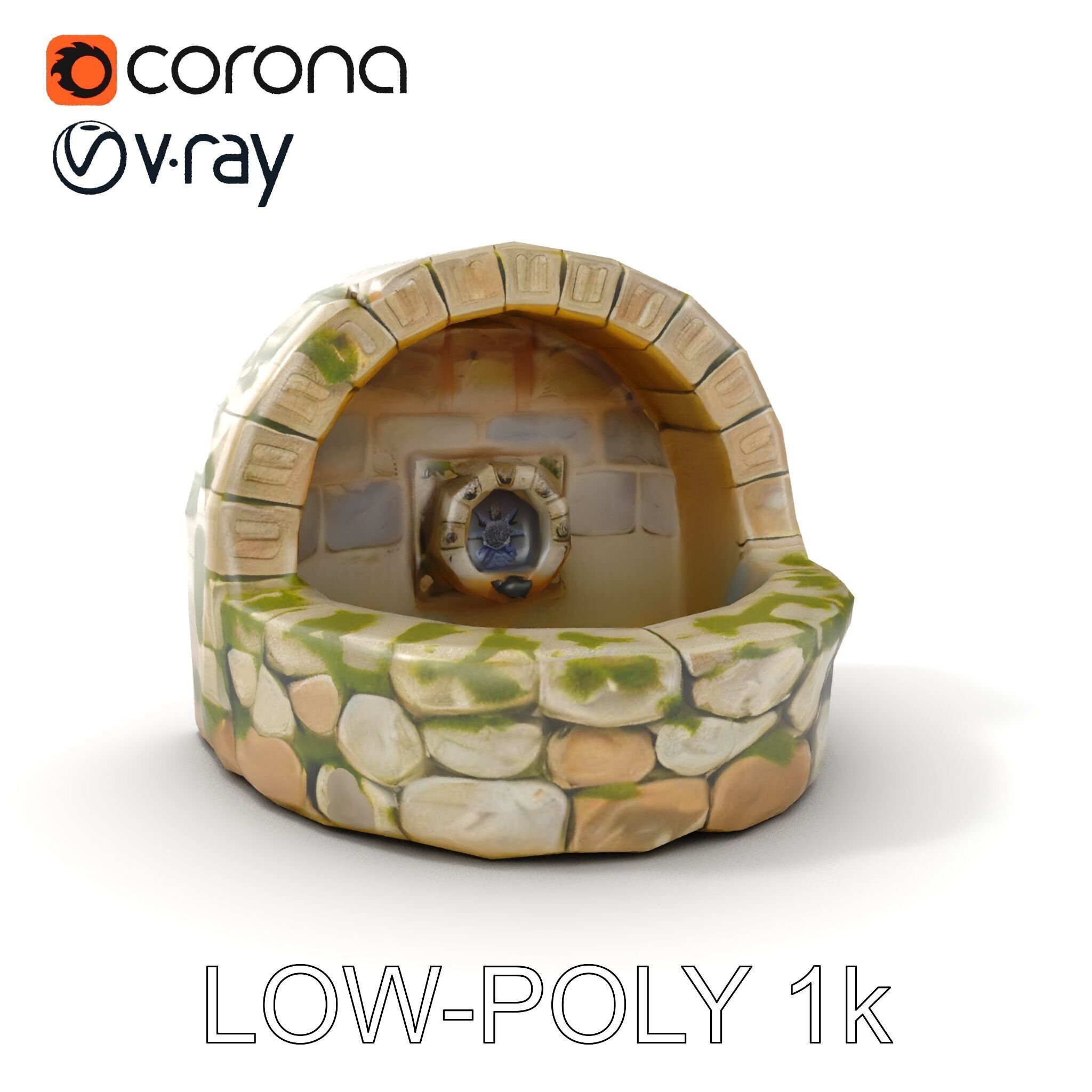 Archway Fountain Stone Model Pack Low-poly 3D model_7