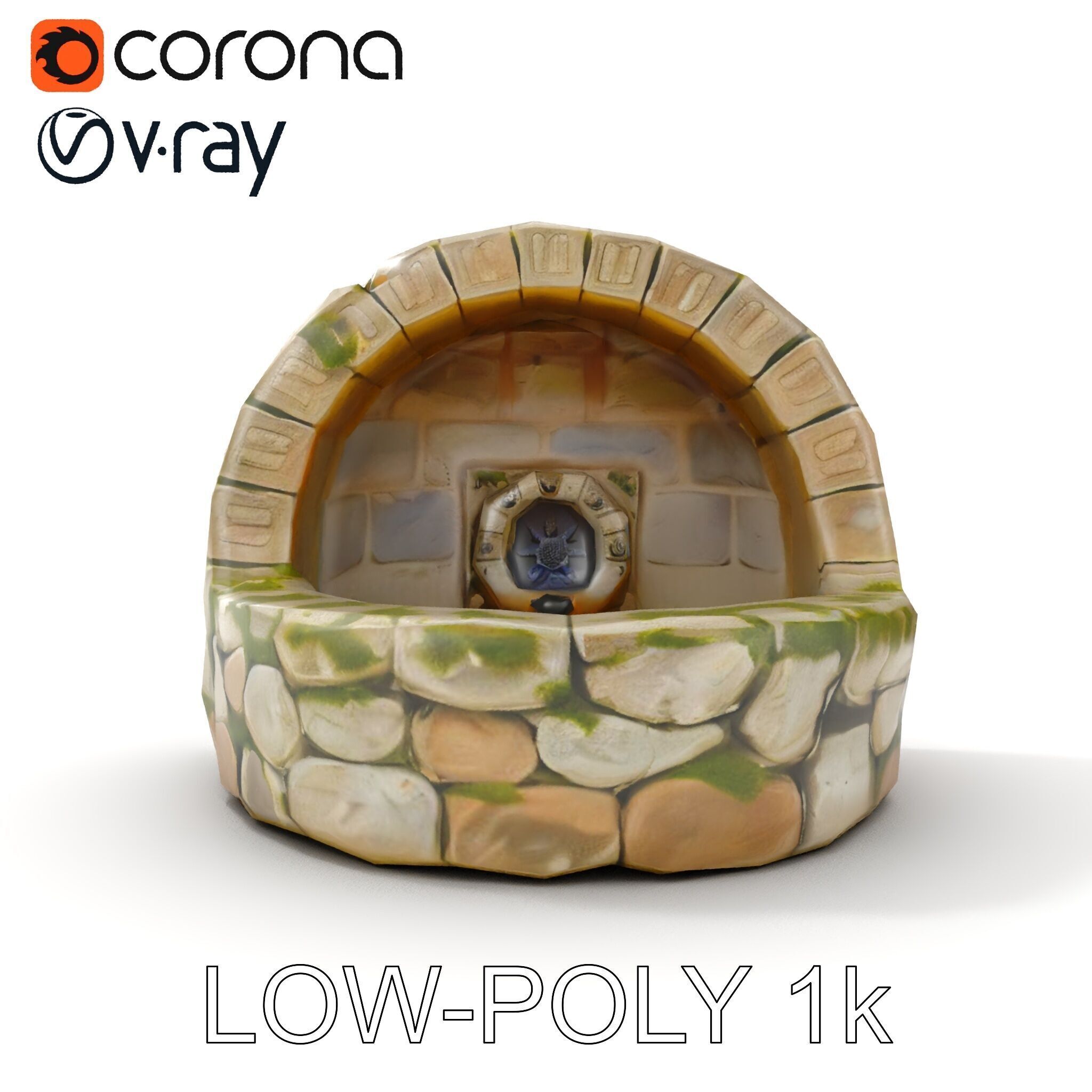 Archway Fountain Stone Model Pack Low-poly 3D model_9