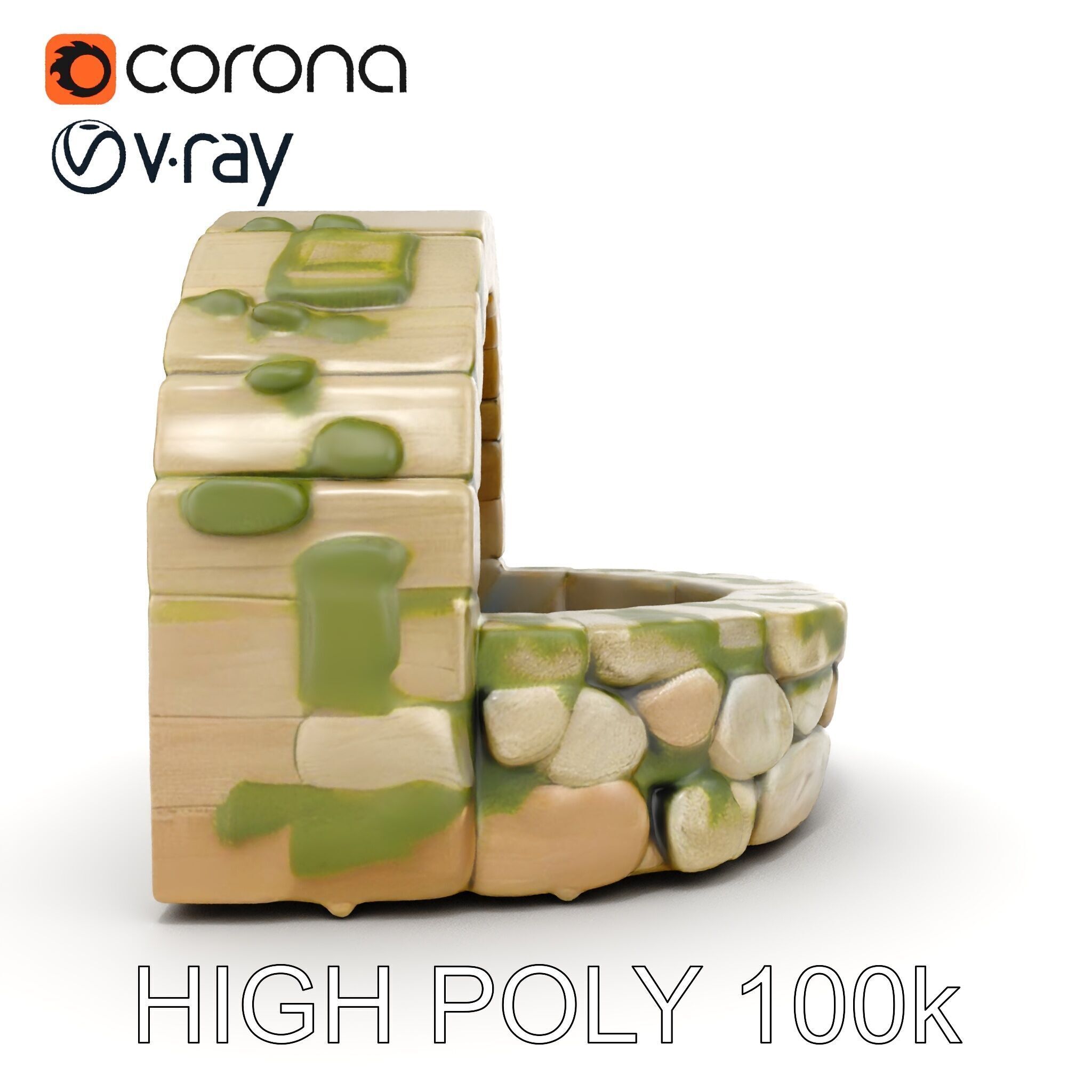 Archway Fountain Stone Model Pack Low-poly 3D model_16