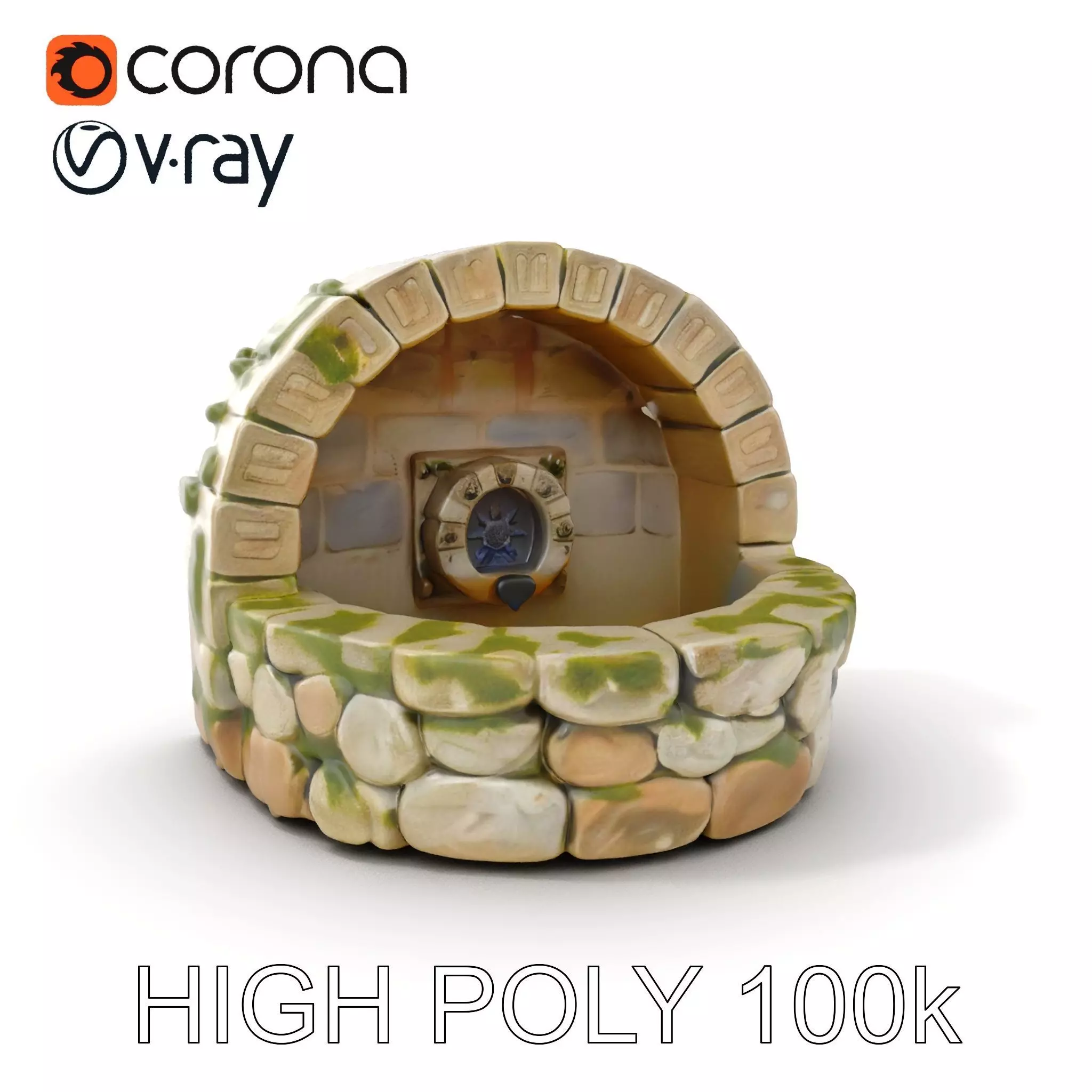 Archway Fountain Stone Model Pack Low-poly 3D model_0
