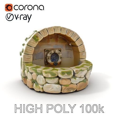 Archway Fountain Stone Model Pack Low-poly 3D model