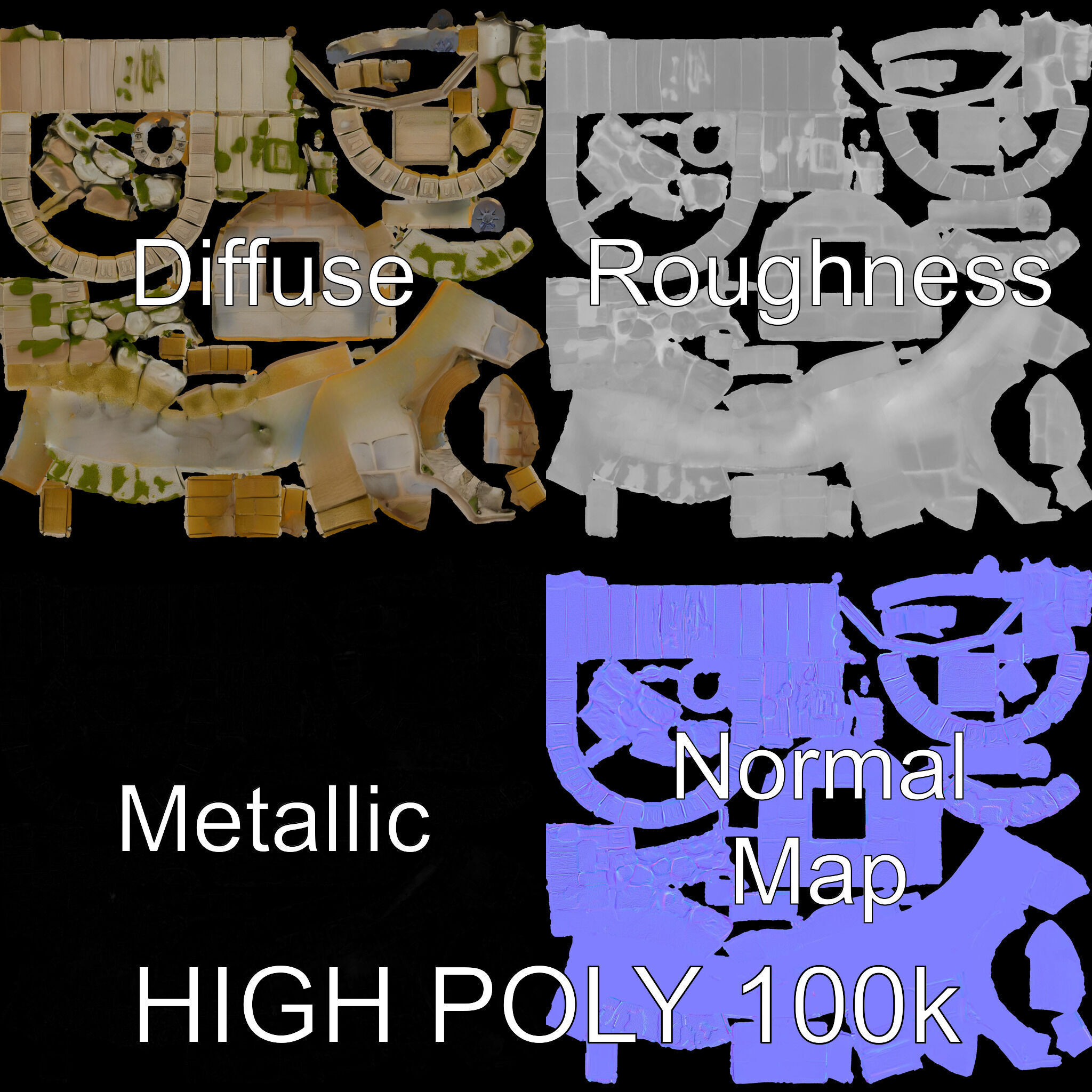 Archway Fountain Stone Model Pack Low-poly 3D model_3