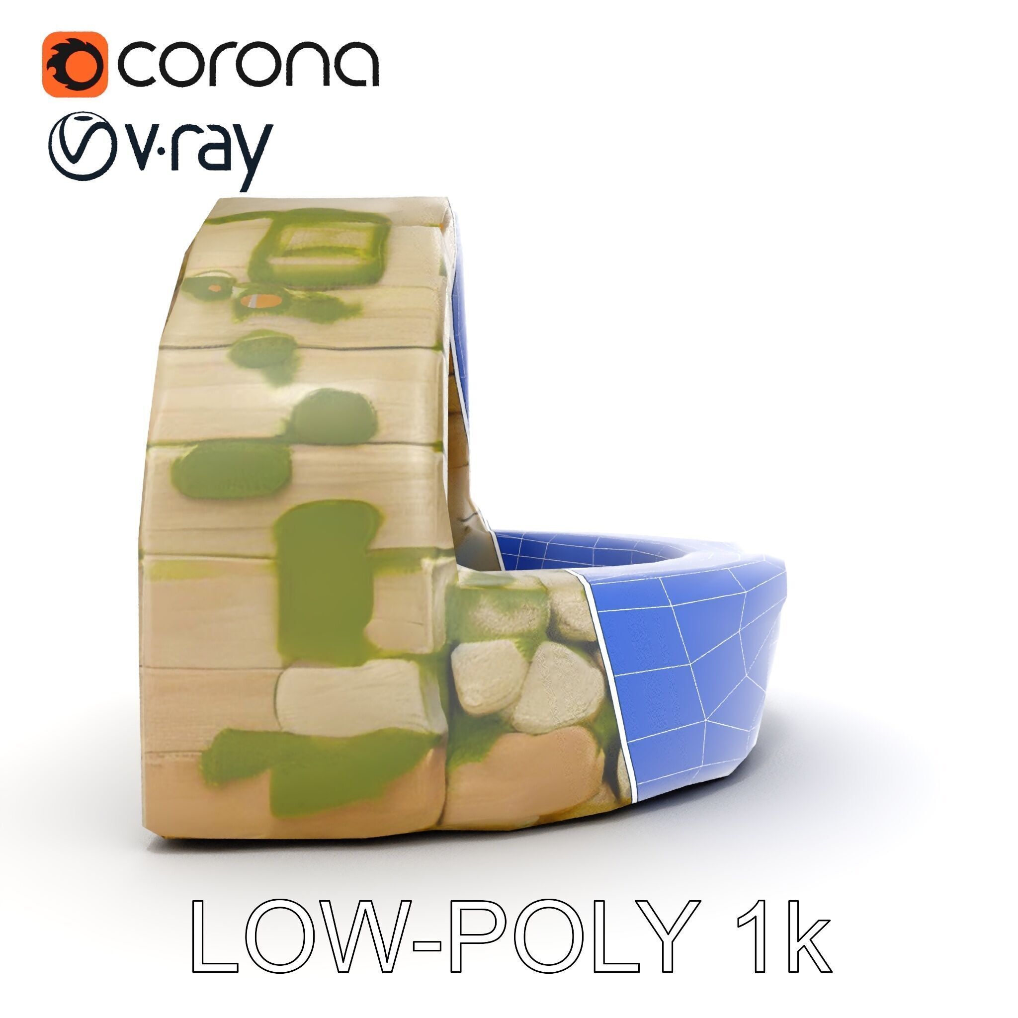 Archway Fountain Stone Model Pack Low-poly 3D model_21