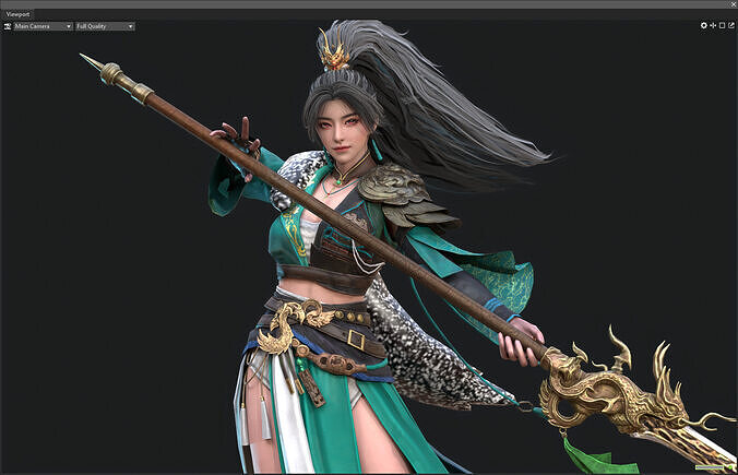 Ancient female warrior Low-poly 3D model