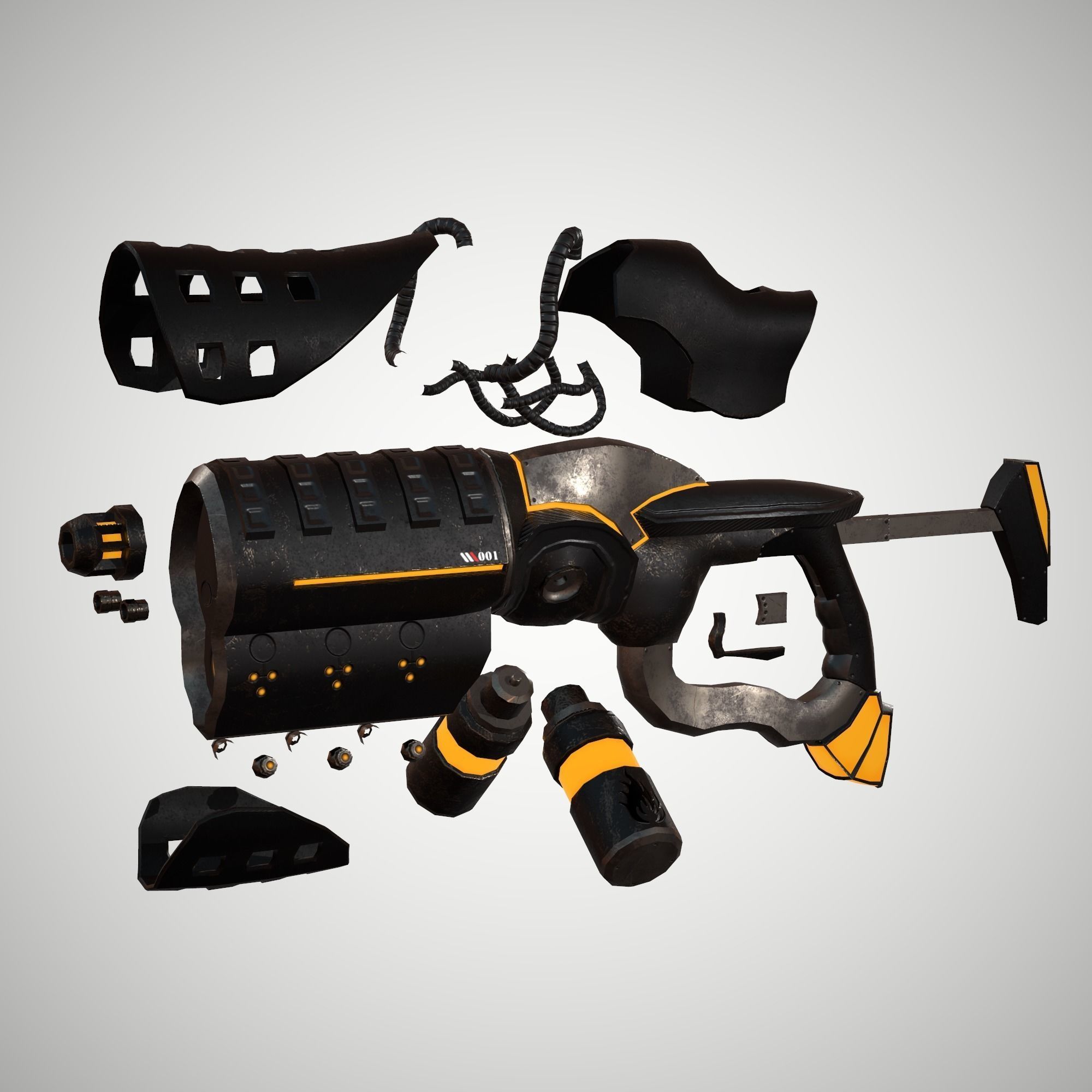 Futuristic Rifle 01 Low-poly 3D model_11