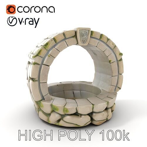 Stone Well D Model Pack with PBR Textures Low-poly 3D model