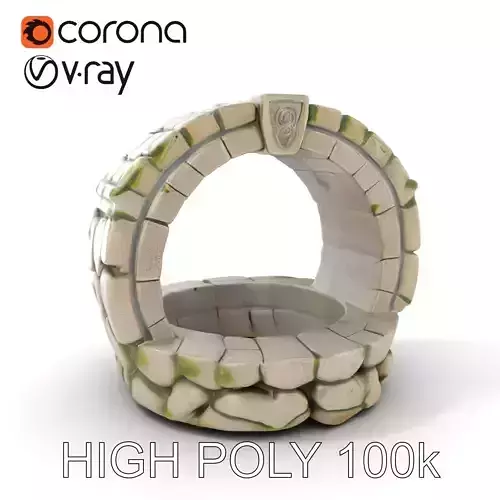 Stone Well D Model Pack with PBR Textures