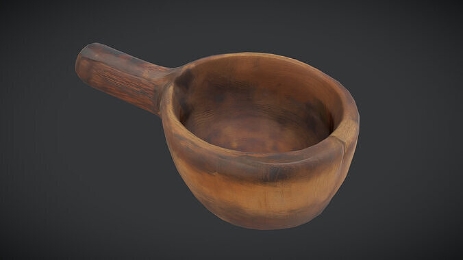 Rustic Wooden Cup Low-poly 3D model