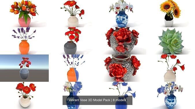 Vibrant Vase 3D Model Pack 3D Model Collection