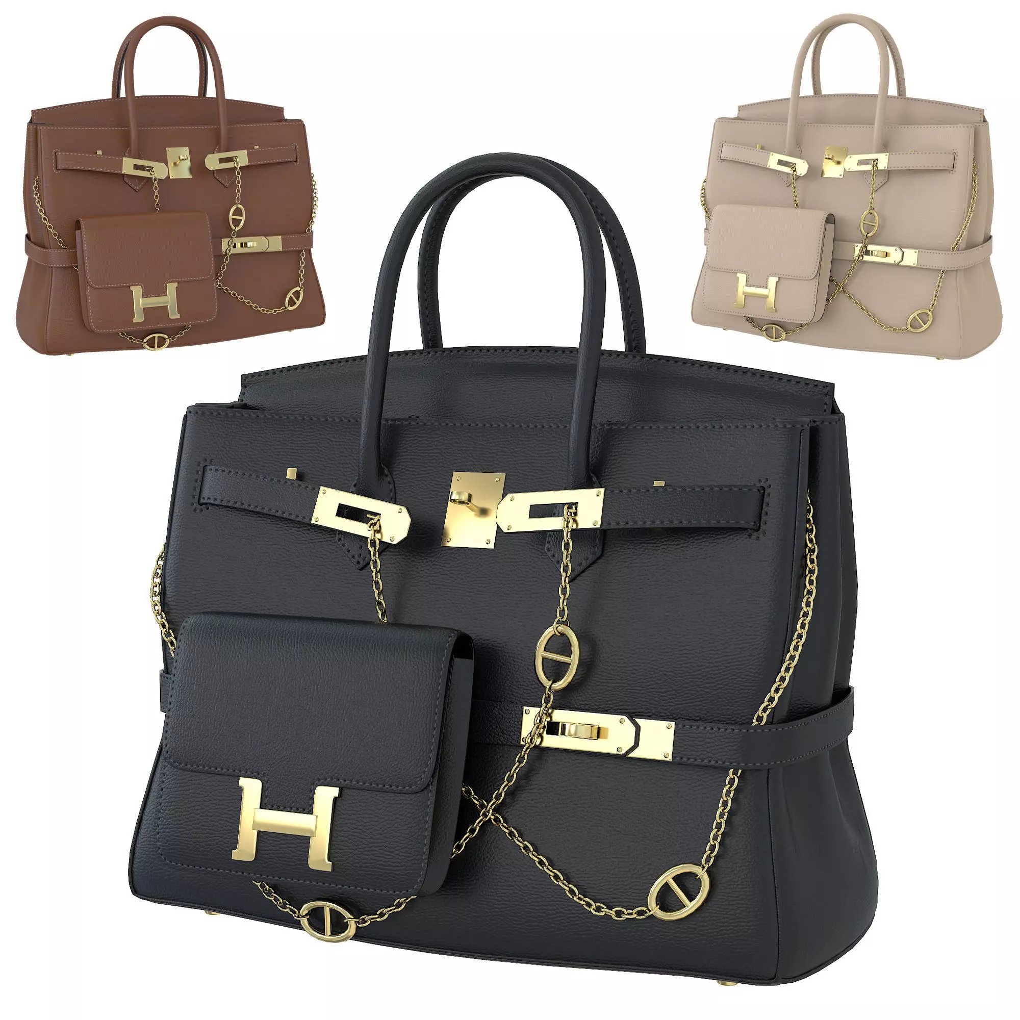 Hermes Birkin Chain Mini Bag Low-poly 3D model_0