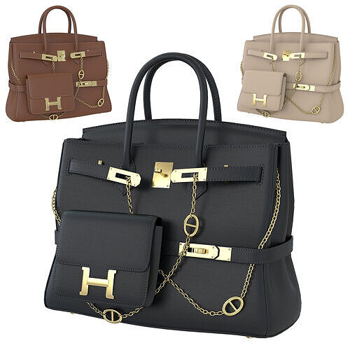 Hermes Birkin Chain Mini Bag Low-poly 3D model