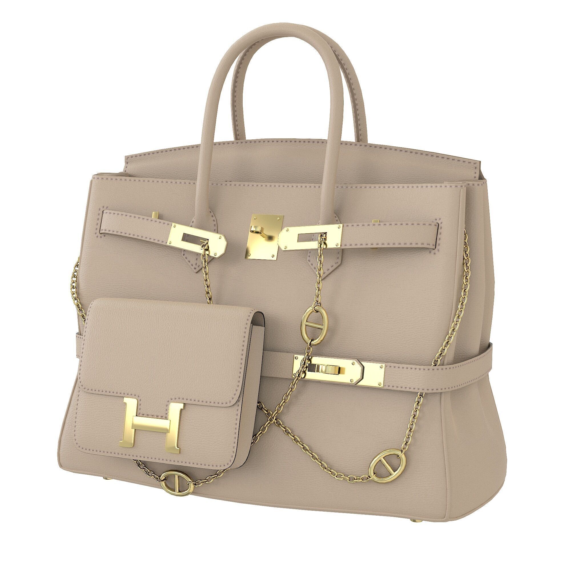Hermes Birkin Chain Mini Bag Low-poly 3D model_1