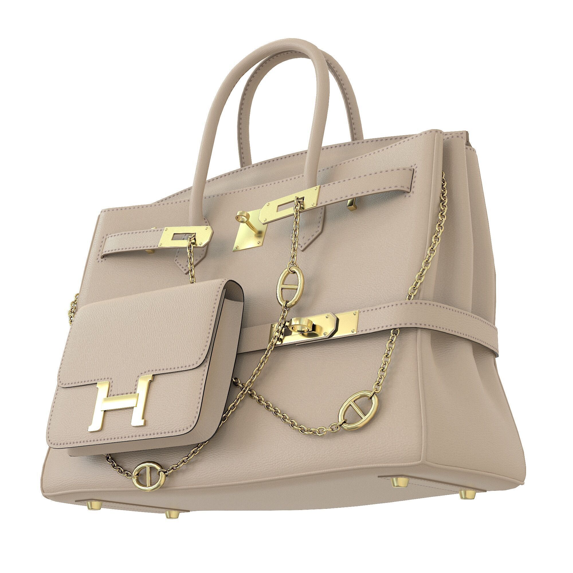 Hermes Birkin Chain Mini Bag Low-poly 3D model_2