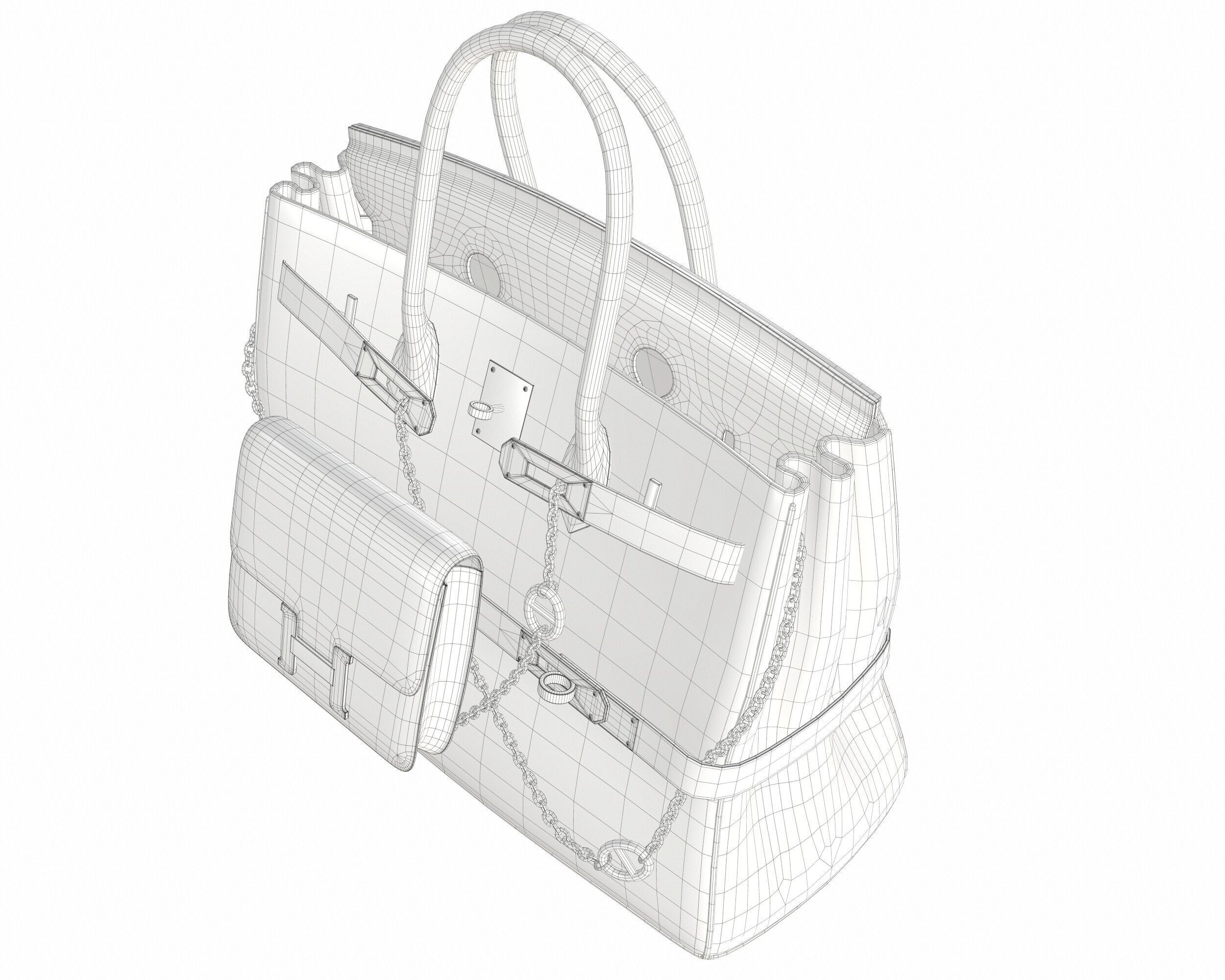 Hermes Birkin Chain Mini Bag Low-poly 3D model_16