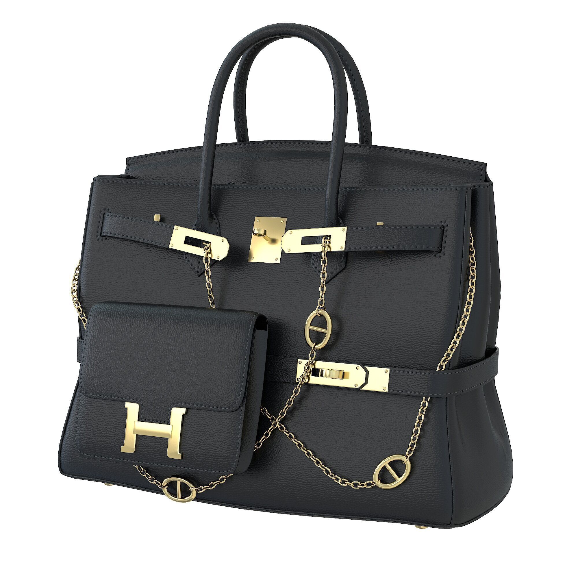 Hermes Birkin Chain Mini Bag Low-poly 3D model_6