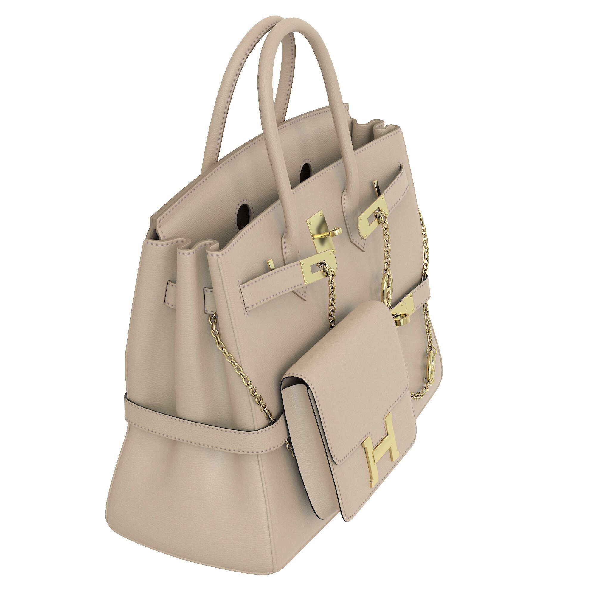 Hermes Birkin Chain Mini Bag Low-poly 3D model_8