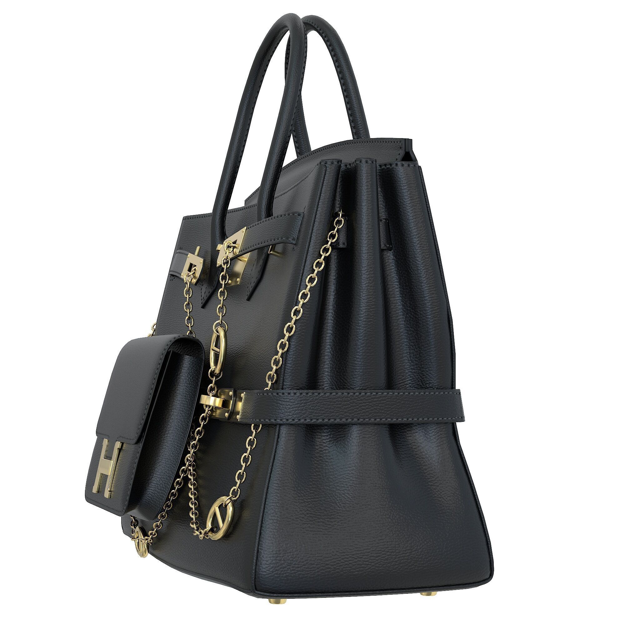 Hermes Birkin Chain Mini Bag Low-poly 3D model_13