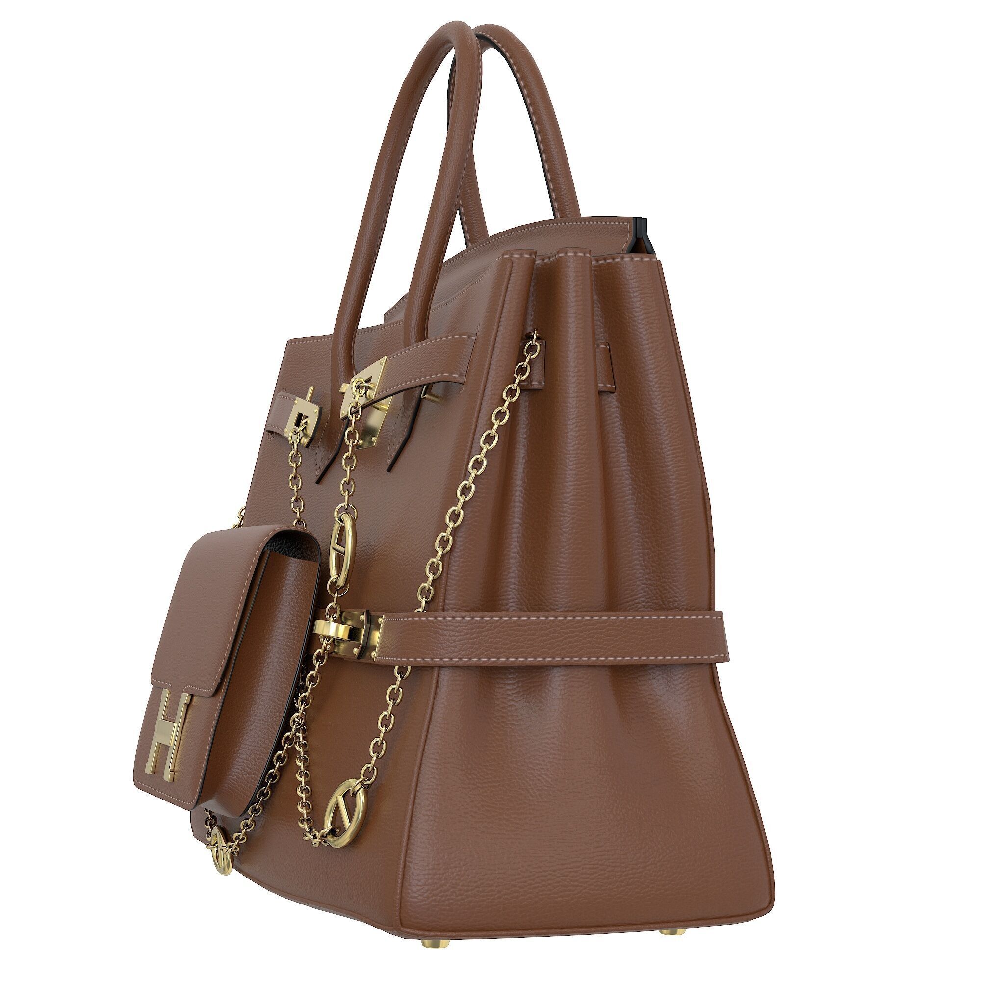 Hermes Birkin Chain Mini Bag Low-poly 3D model_5