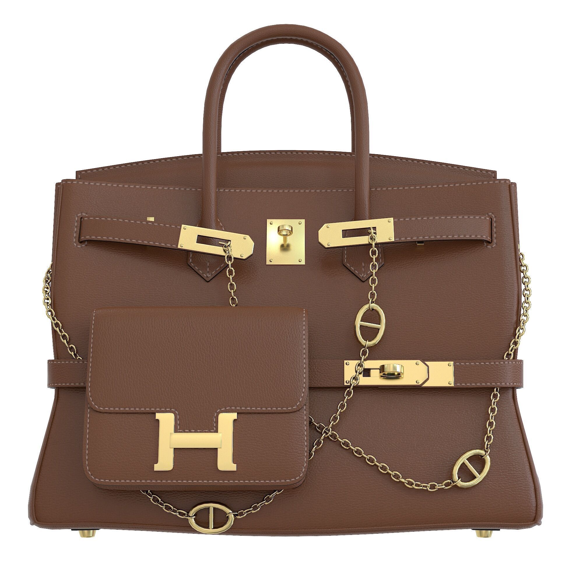 Hermes Birkin Chain Mini Bag Low-poly 3D model_14