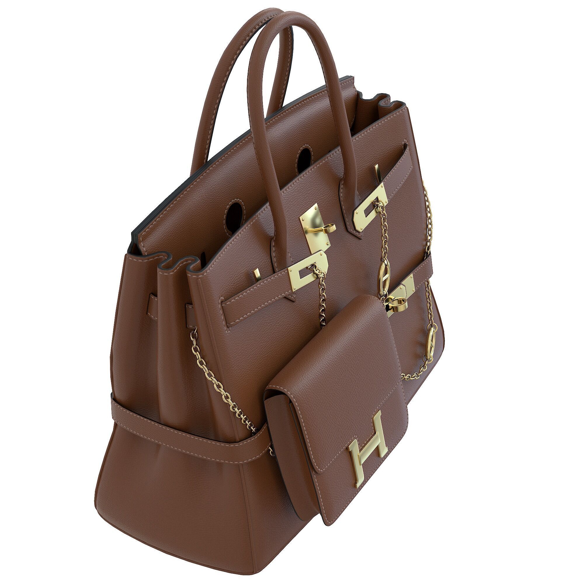 Hermes Birkin Chain Mini Bag Low-poly 3D model_3