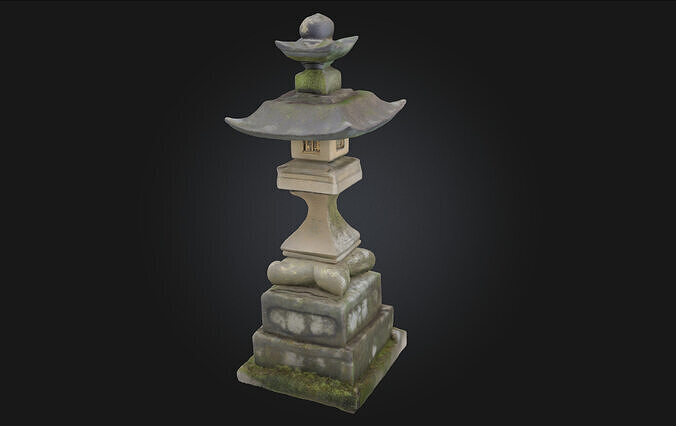 Stone Lantern Serenity Traditional Garden 3D model