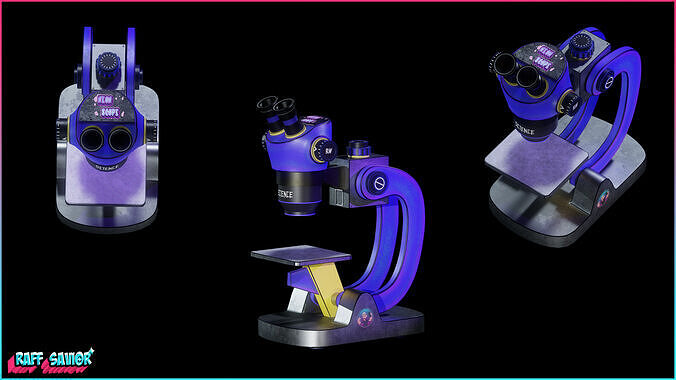 Neon Microscope Low-poly 3D model