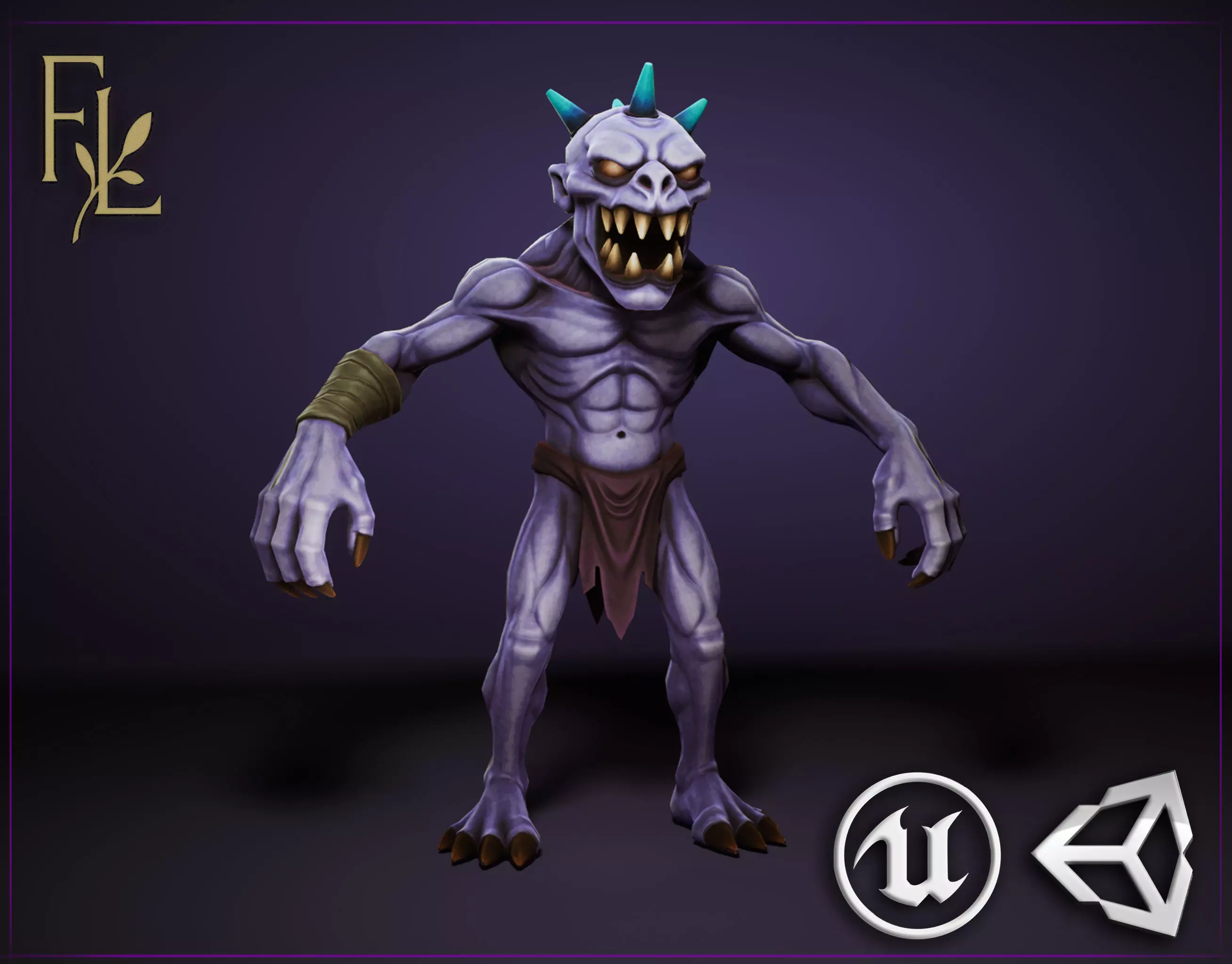 Ghoul - Game ready character Low-poly 3D model_0