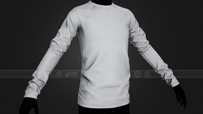 White Long Sleeve T-Shirt  Low-poly 3D model