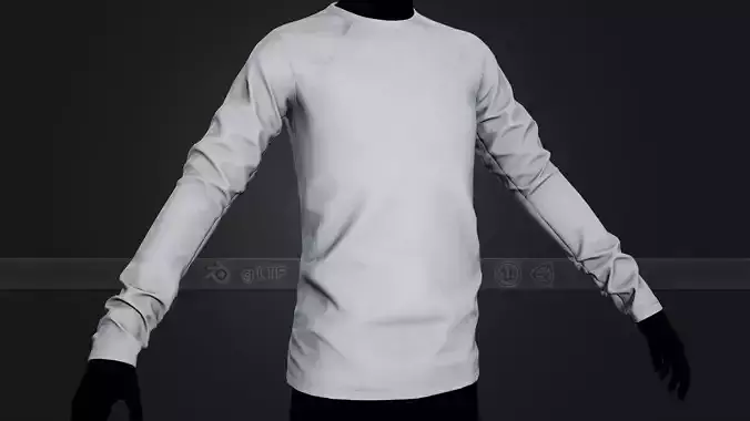 White Long Sleeve T-Shirt  Low-poly 3D model
