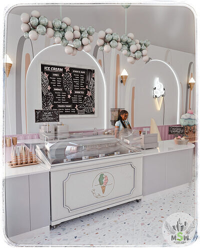 Ice Cream Shop Blender Scene 3D model