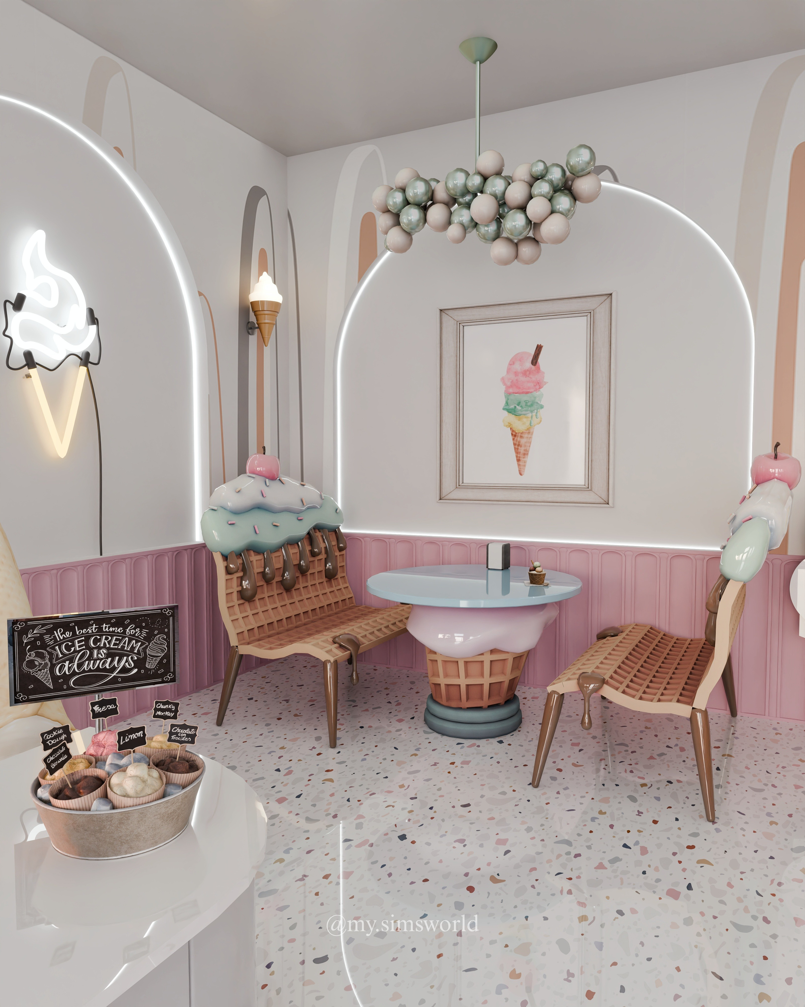 Ice Cream Shop Blender Scene 3D model_2