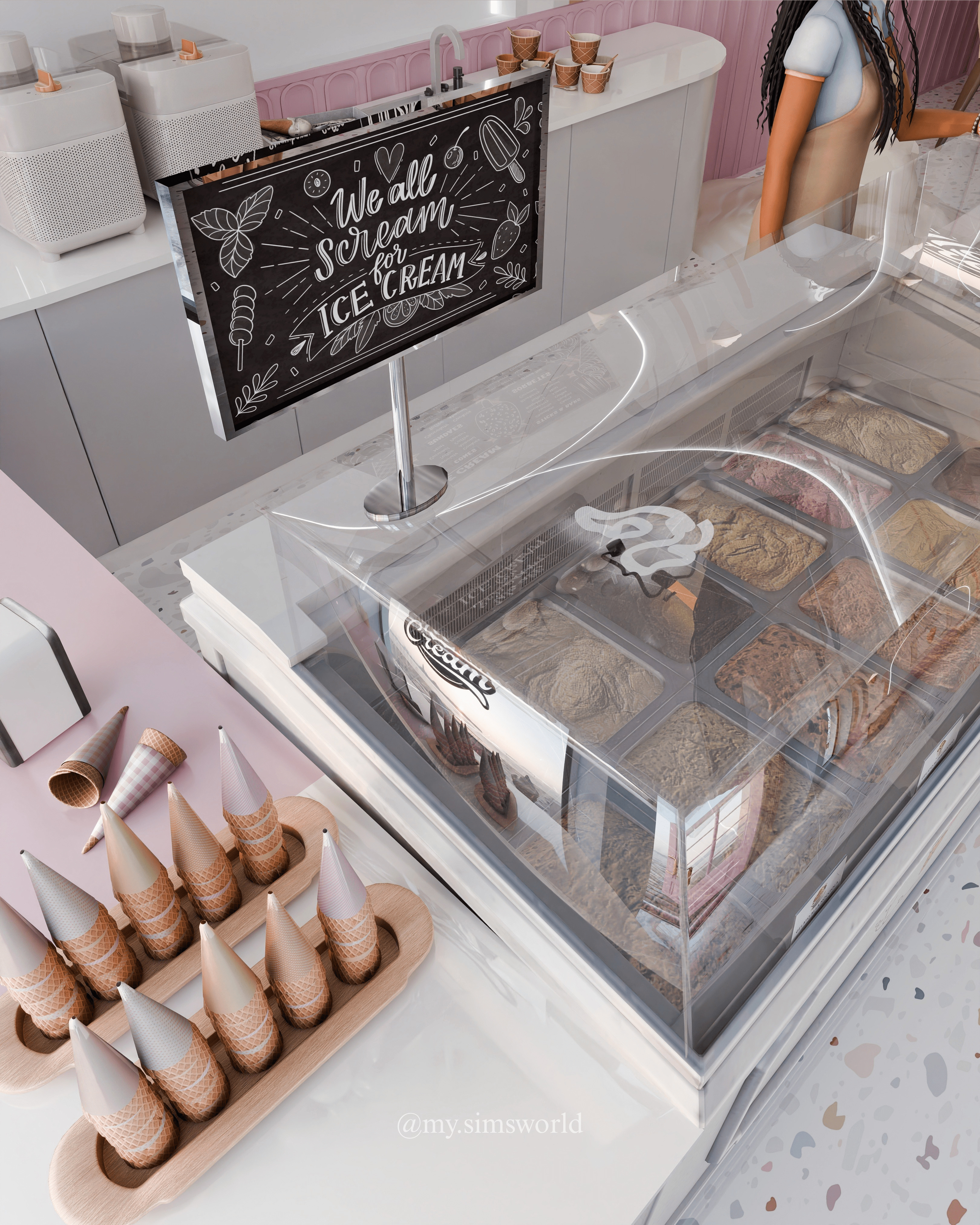 Ice Cream Shop Blender Scene 3D model_4