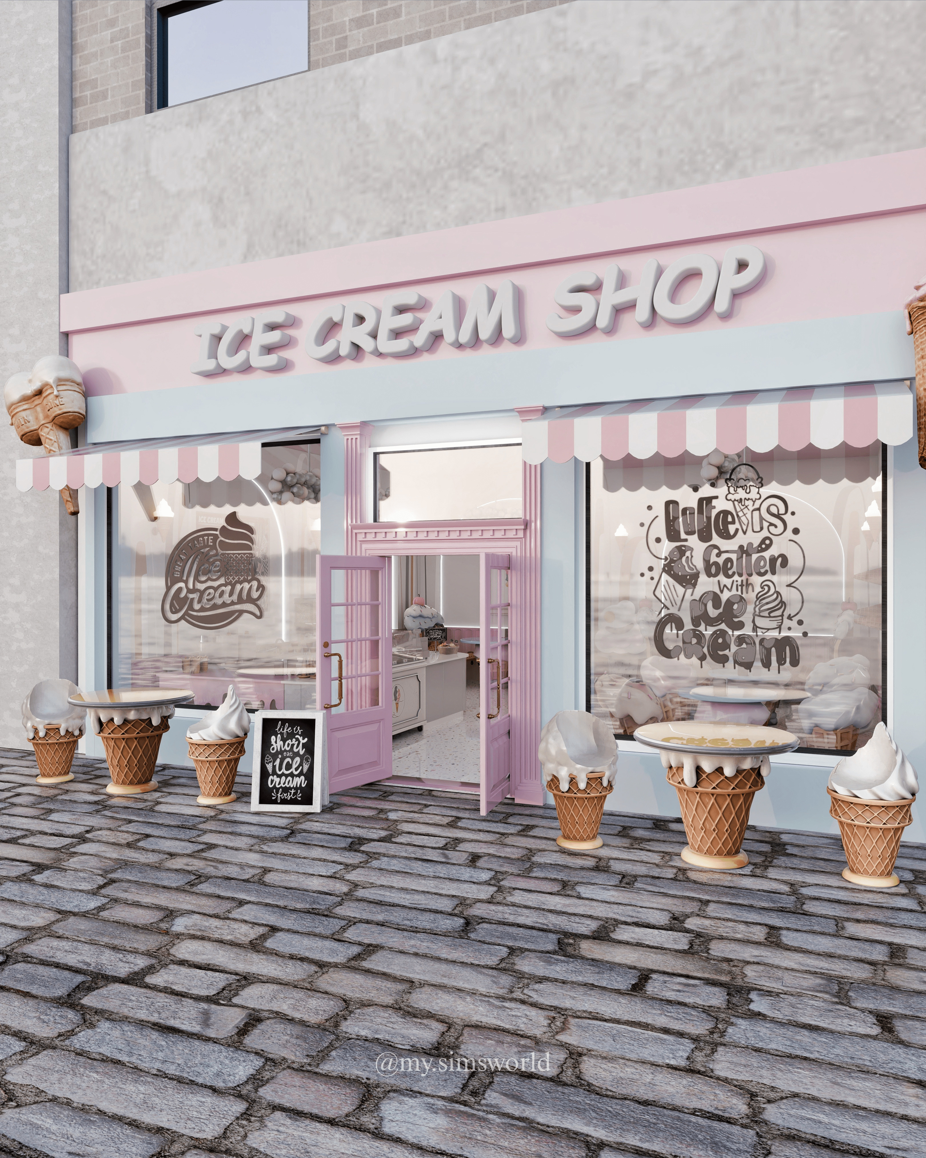 Ice Cream Shop Blender Scene 3D model_6