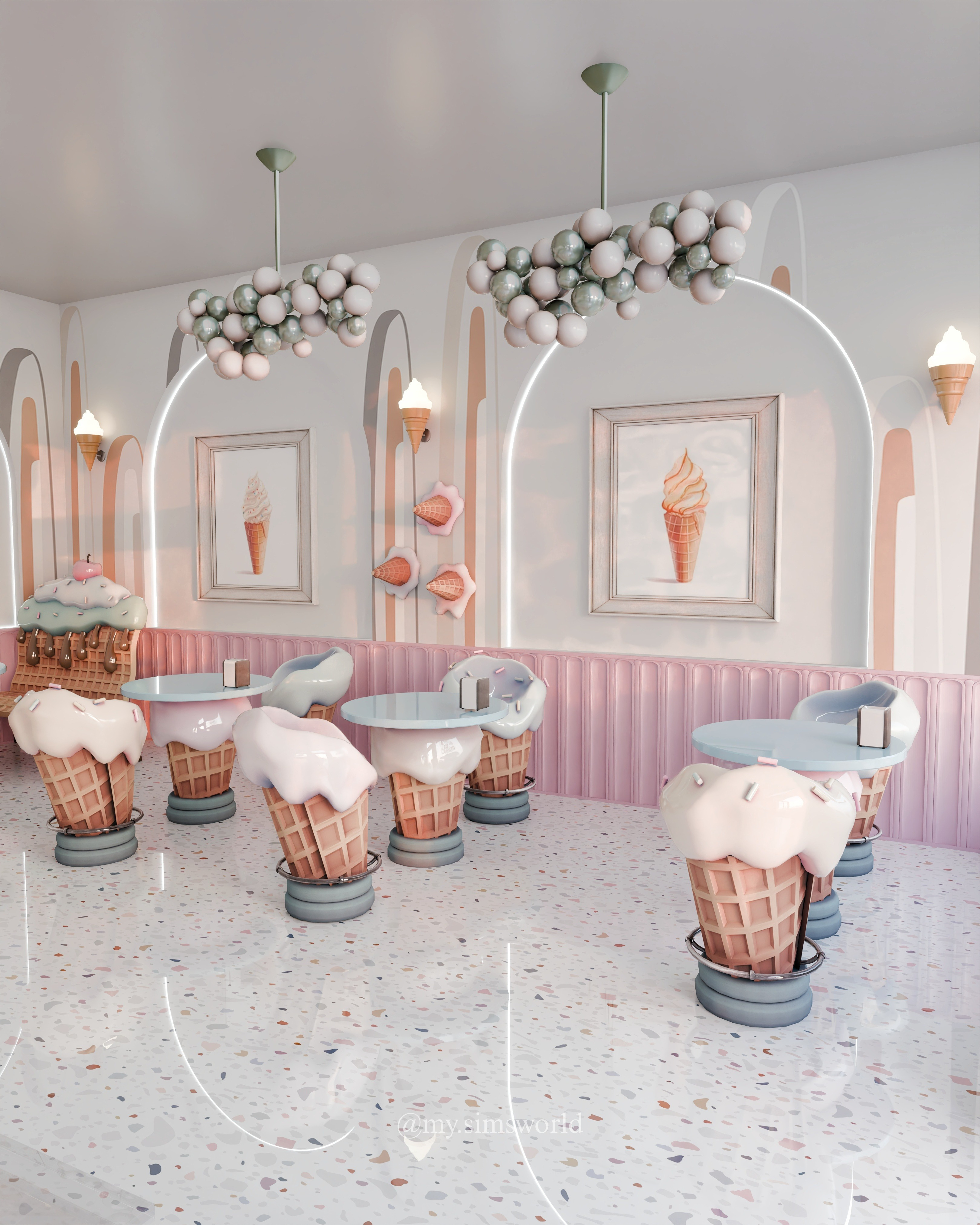 Ice Cream Shop Blender Scene 3D model_3