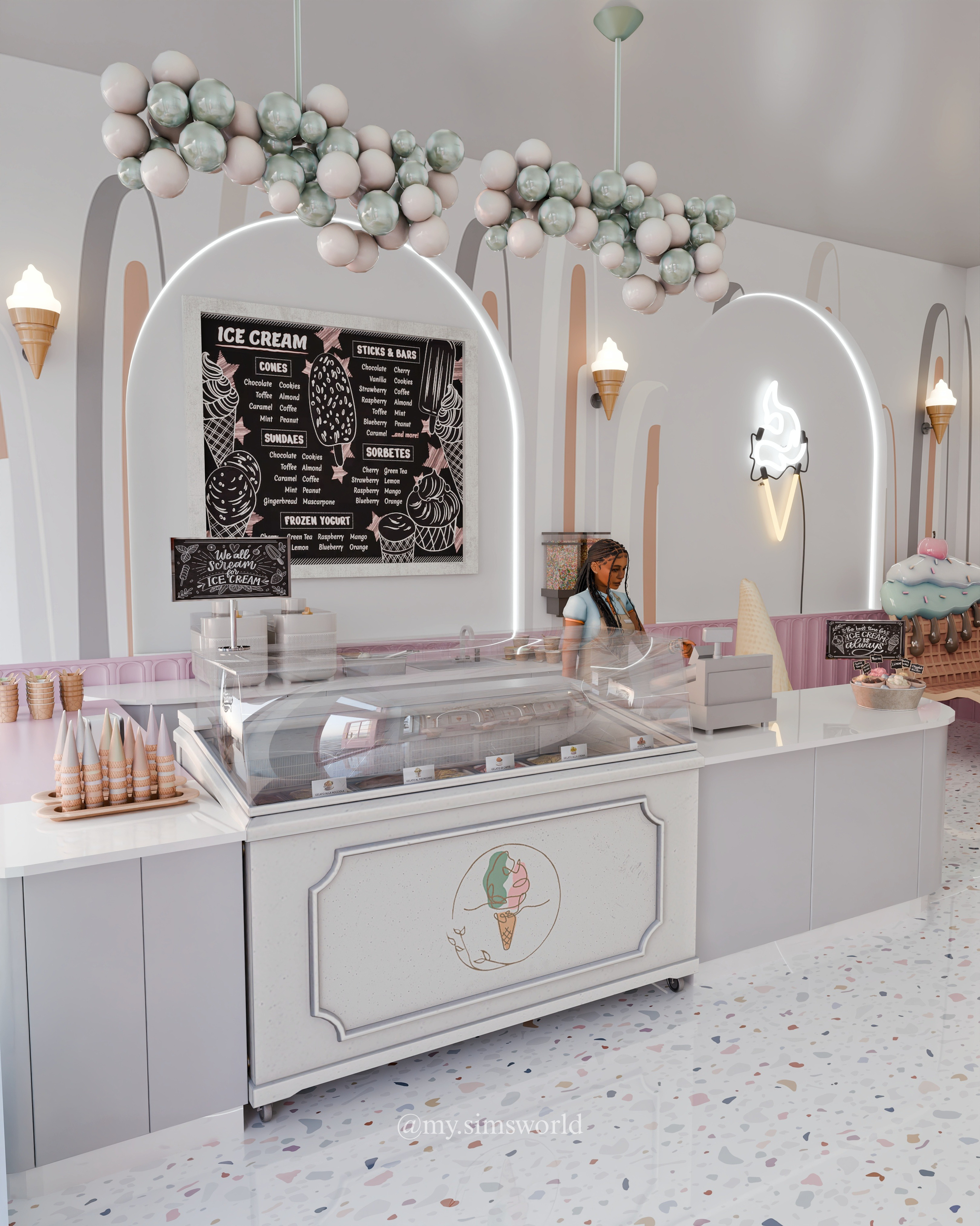 Ice Cream Shop Blender Scene 3D model_1
