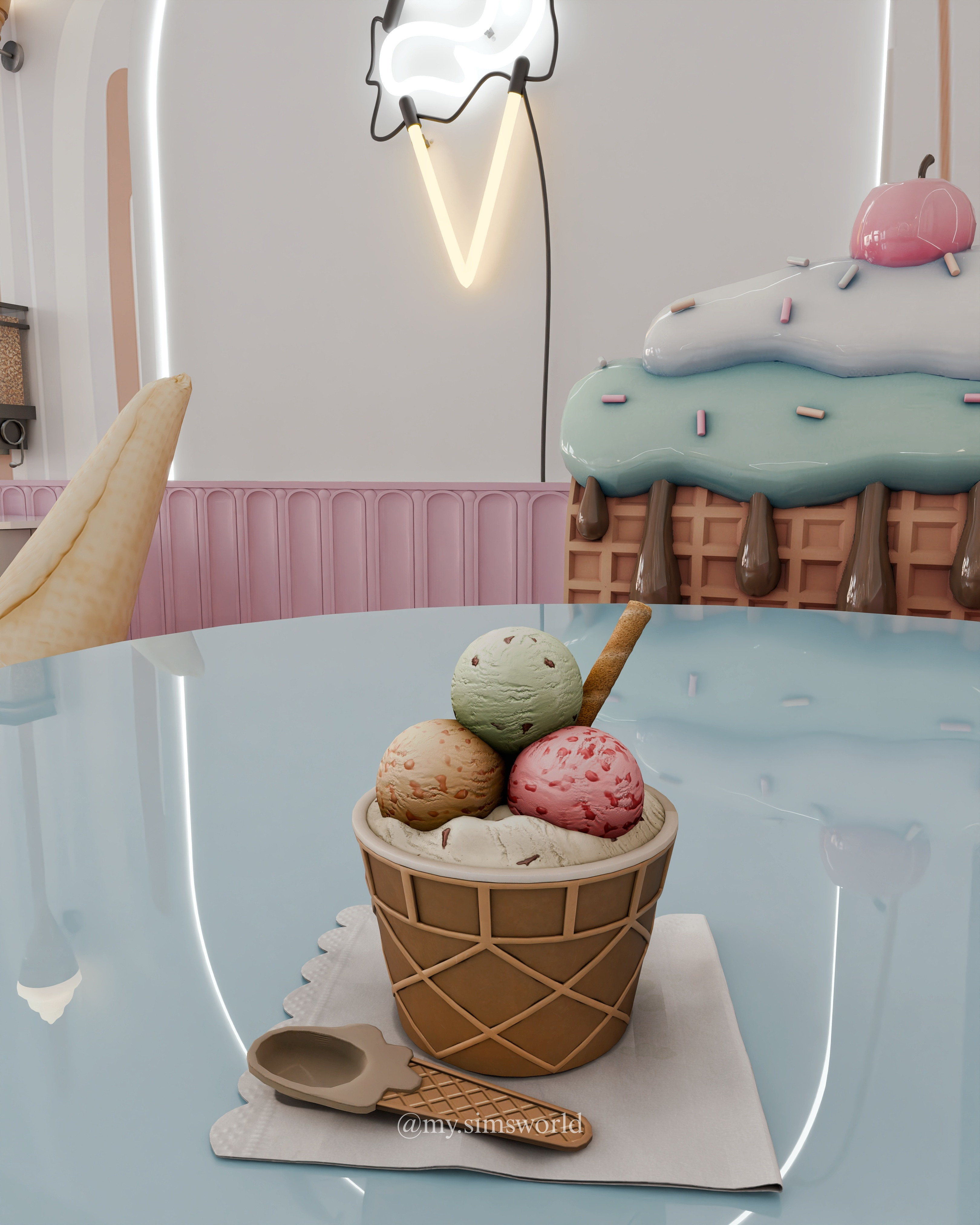Ice Cream Shop Blender Scene 3D model_5